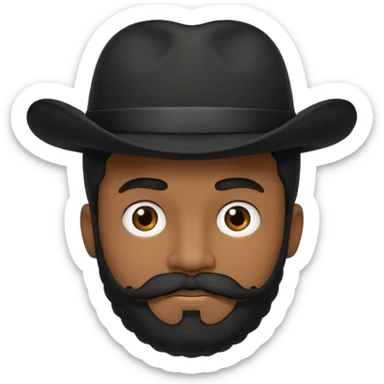 Gere um menino de cabelos preto e boné pro lado com feição séria e bigode sticker