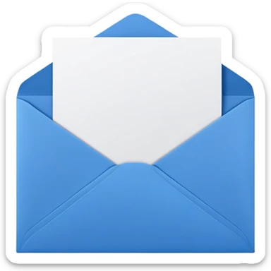 white postcard in blue envelope sticker