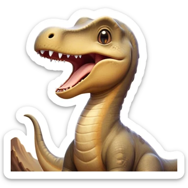 Cinematic Cute Yawning Brachiosaurus Portrait Emoji, Head tilted slightly with a dramatic, wide-open yawn, showcasing a gently drooping long neck and a small head with sleepy, half-closed eyes, set against a massive, textured body in warm earth tones, Simplified yet irresistibly adorable features, highly detailed, glowing with a soft, cozy golden glow, high shine, relaxed yet expressive, stylized with a dash of whimsical ancient charm, soft glowing outline, capturing the essence of a drowsy yet affectionate Brachiosaurus that appears ready to stretch and yawn its way out of the screen! sticker