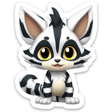 shiny, striped, Kemono-style, Chibi, Anthro-Fur-Sona-Fakémon, Full Body sticker