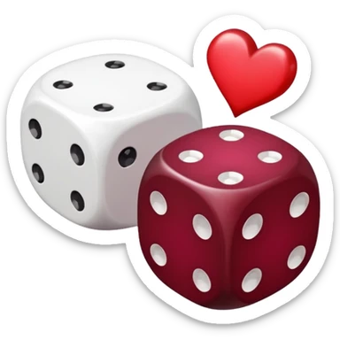 two dices in with burgundy red heart details sticker