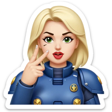 woman space marine crossed out middle finger and face with tongue out wink eye sticker