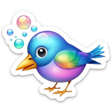 bird blowing bubbles sticker