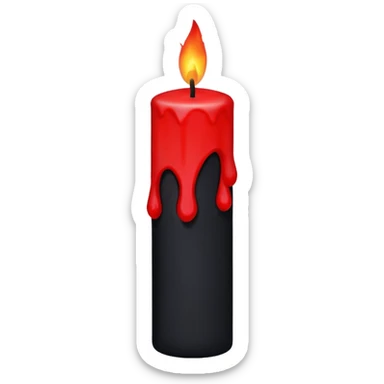 iOS sticker, dark candle, black wax, red flame, minimal sticker