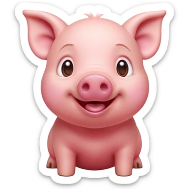 Cinematic Comical Piglet Portrait Emoji, Head tilted dramatically with an exaggeratedly amused expression, featuring a strikingly soft rosy-pink hide with a tiny, playful snout, wide, expressive beady eyes filled with playful disbelief, Simplified yet hilariously expressive features, highly detailed, glowing with a slightly sassy glow, high shine, dramatic yet playful, stylized with an air of cheeky mischief, bright and endearing, soft glowing outline, capturing the essence of a spirited and over-the-top piglet, so meme-worthy it feels like it could squeal its way into internet fame instantly! sticker