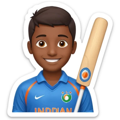 an indian boy wearing indian cricket jersey sticker