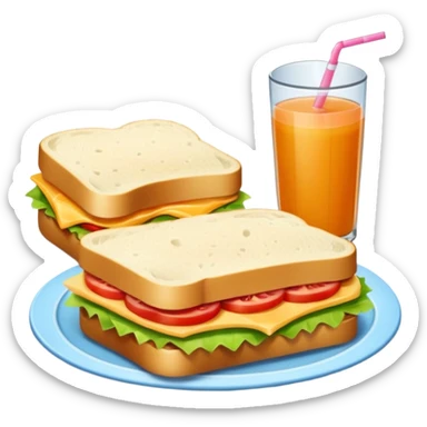 picnic with sandwiche and juice sticker