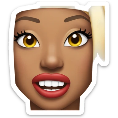 Winking lip bite tongue out emoji Megan thee stallion sticker