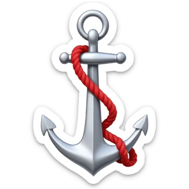 Je veux un emoji encre dans ce style là : ⚓ je veux qu’il représente sentimental par un noeud : 🪢 peut tu me faire l’ancre en argent en gardant la corde rouge plus petite la corde  sticker