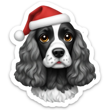 Black and grey cocker spaniel with Christmas jumper on sticker