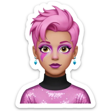 pink hair drag king fabulous makeup with glitter sticker