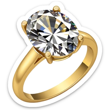 a gold diamond ring, plain band and large oval diamond stone sticker