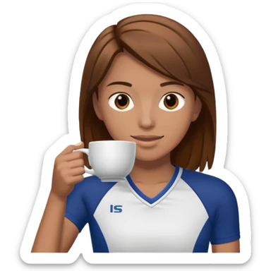 Brown hair volleyball player sipping tea sticker