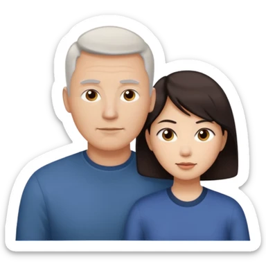 white dad with short buzzed brown hair and asian mom sticker