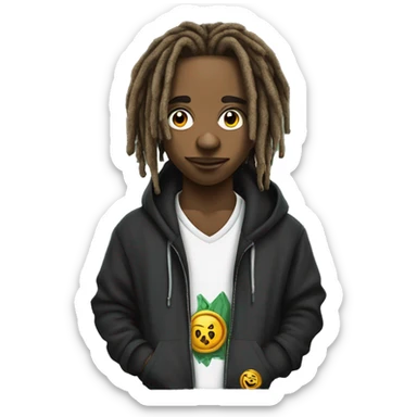young hustler with dreads with crypto Trapper logo on hoodie  sticker
