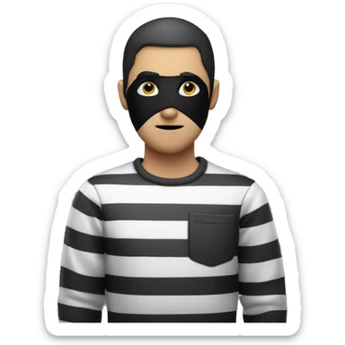 thief with a black mask and a black and white striped shirt sticker