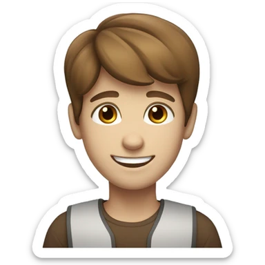 friendly brown-haired boy blue eyes smiling sticker