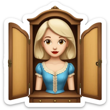 A character from the fairy tale Beauty and the Beast — the lady who was transformed into a wardrobe by magic. This character retains the wardrobe's original form while having a slight touch of anthropomorphism. sticker