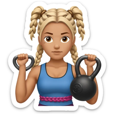 Kettlebell con la parte delantera con una vikinga con trenzas sticker