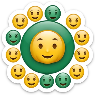 Emoji minimalista inspirado na Mega-Sena: formato circular, fundo verde (#0f8b4e), seis bolinhas brancas no centro com números aleatórios entre 01 e 60, estilo flat design, traços limpos, leve brilho e micro sombra para dar volume, visual moderno e oficial, sem texto sticker