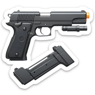 Handgun with extended mag and automatic switch conversion kit sticker