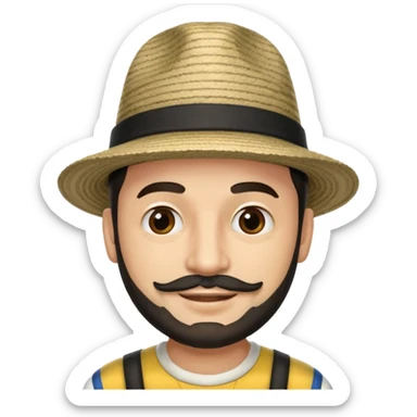 A happy fair skinned Colombian man with some facial hair wearing a black and beige stripped Colombian hat  sticker