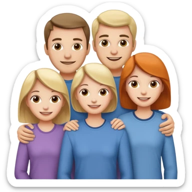 Happy family of 5: mom, dad, two sisters and brother sticker
