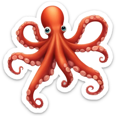 red cartoon octopus pointing to the left sticker