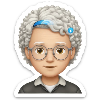 young boy with curly white hair and glasses sticker