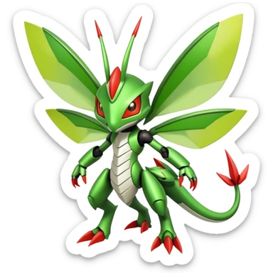 Cute Cool Edgy Shiny Futuristic Ethereal Legendary Kartana-Digimon-Scyther-Scizor-hybrid full body sticker