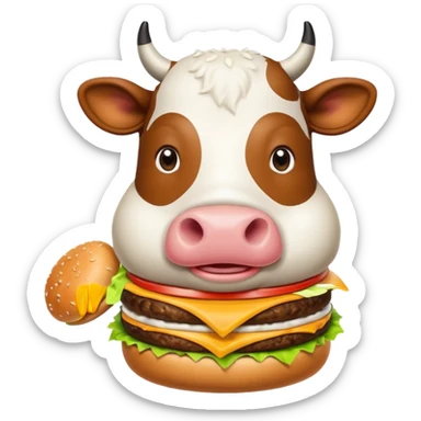 Cow eating burger sticker