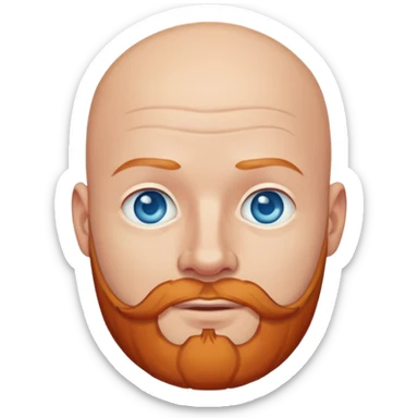 White bald man with blue eyes and ginger beard sticker