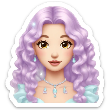 Dreamy pretty elegant kawaii shiny colorful pastel lady pastelcore kawaii beautiful hair cottagecore jewels trending aesthetic sticker