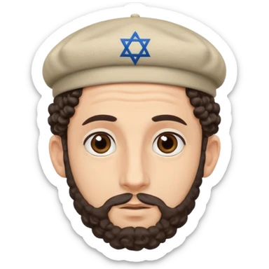 Jewish man with a kippot on his head and curls sticker