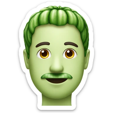 a man with a cucumber on his nose sticker