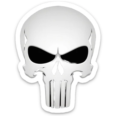 Punisher skull logo, white skull on black background sticker