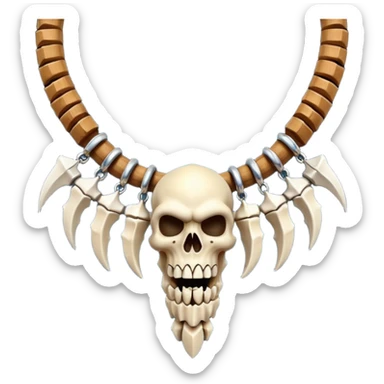 barbarian necklace object icon, necklace made of bones and fangs, rugged tribal jewelry, 3D cartoon, mobile game icon style, centered, clean background, no text, no watermark sticker