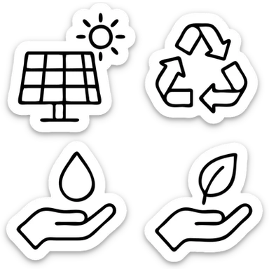 Hand Icons. Ecology and environment icon set. Green energy, recycling, and sustainability symbols. Vector collection for eco-friendly concepts like solar power, clean water, and nature care sticker