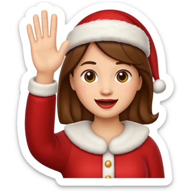 Kaitlyn Santa Juana as an emoji, apple style, waving hand sticker