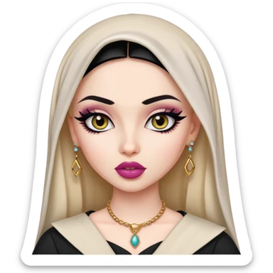 arabian, pretty lips, clothes, pale skin,  dark bl, pretty bratz baddie, black eyeliner sticker