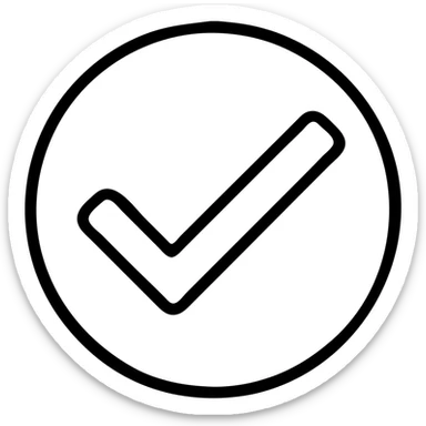 black checkmark in a light blue circle, modern, no text sticker