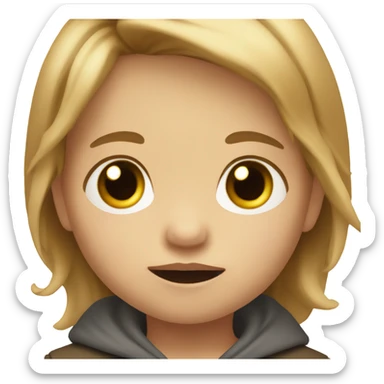 toddler Boy with small black eyes and long light brown hair sticker