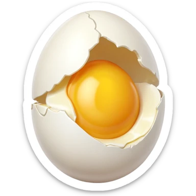 egg object icon, cracked egg with yolk, 3D cartoon, mobile game icon style, clean background, no text, no watermark
 sticker