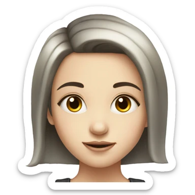 portrait of a girl with necklace dark hair and pale hait sticker