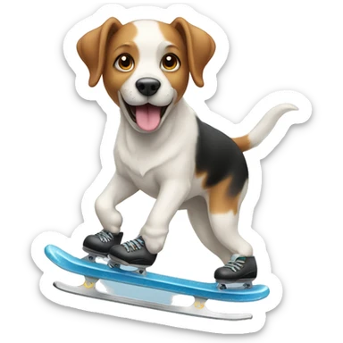 A dog ice skating sticker