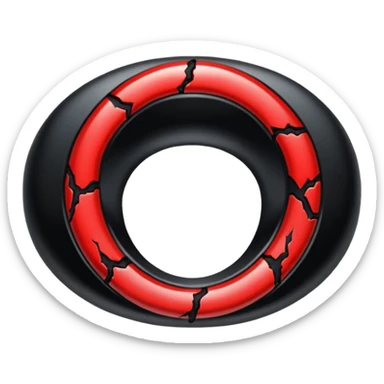 iOS sticker, cursed ring, black shades, red crack, minimal sticker