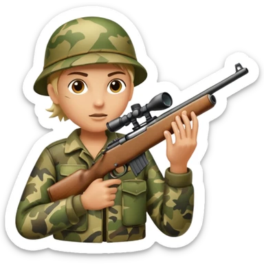 deer hunting. bolt action rifle with a scope mounted to the top of the gun barrel  sticker