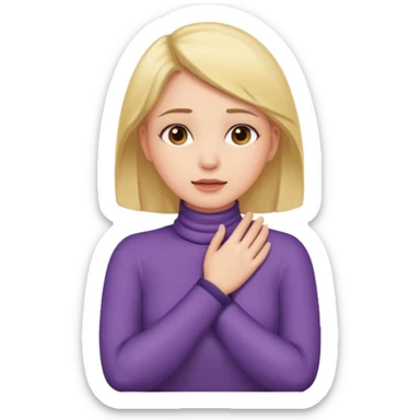 A girl putting her hands on her own neck one arm over the other sticker