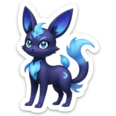 Nebulae Noibat-Meowstic-Umbreon-Fakémon-hybrid-creature (full body)  sticker