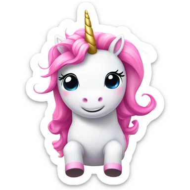 make me an emoji of a pink kawaii unicorn riding on a rainbow sticker